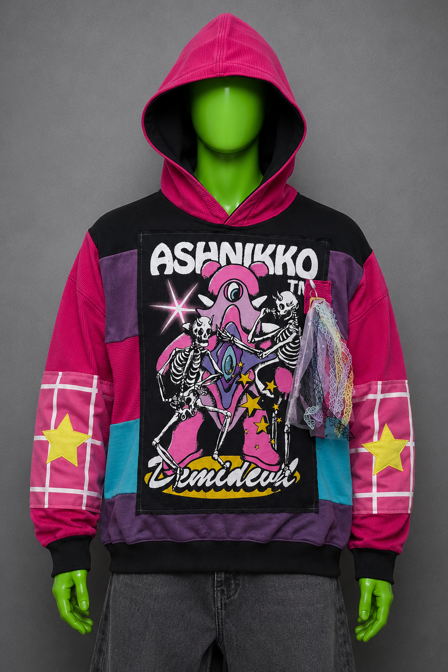 Ashnikko Upcycled Hoodie – Festival Streetwear | Rave Aesthetic | Smoochie Girl