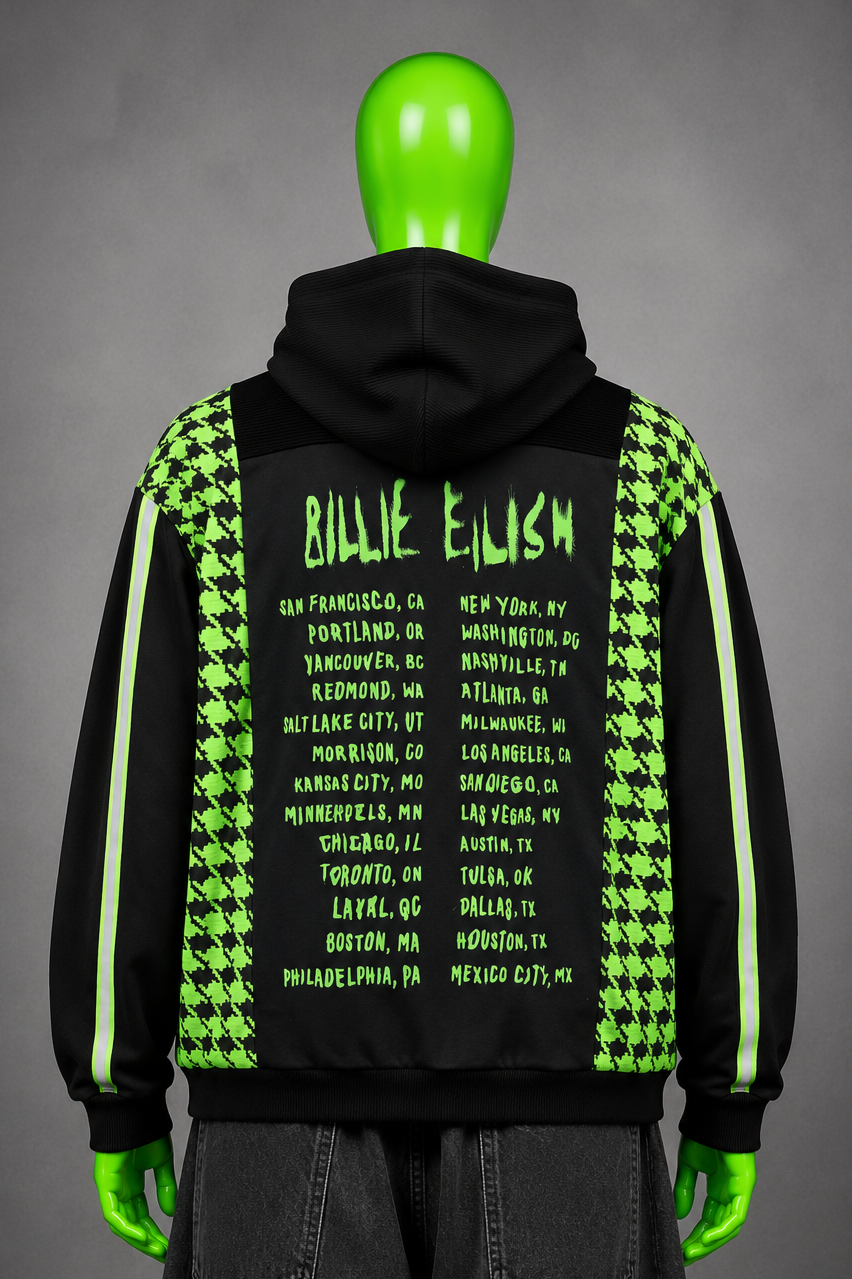 Billie Eilish Patchwork Hoodie Reflective 2000s Streetwear | Retro Y2K | Unisex