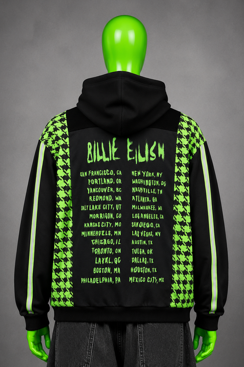 Billie Eilish Patchwork Hoodie Reflective 2000s Streetwear | Retro Y2K | Unisex