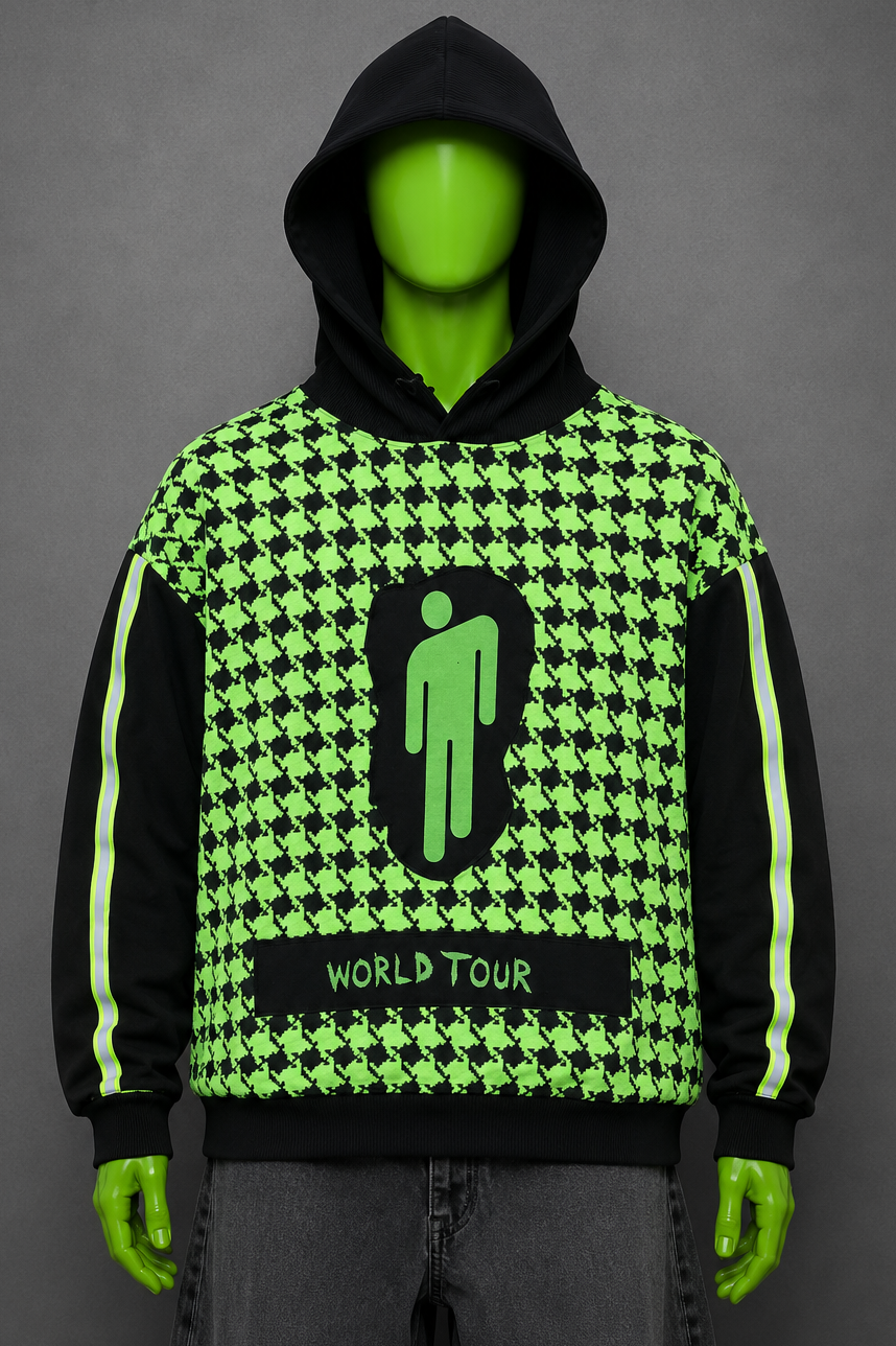 Billie Eilish Patchwork Hoodie Reflective 2000s Streetwear | Retro Y2K | Unisex