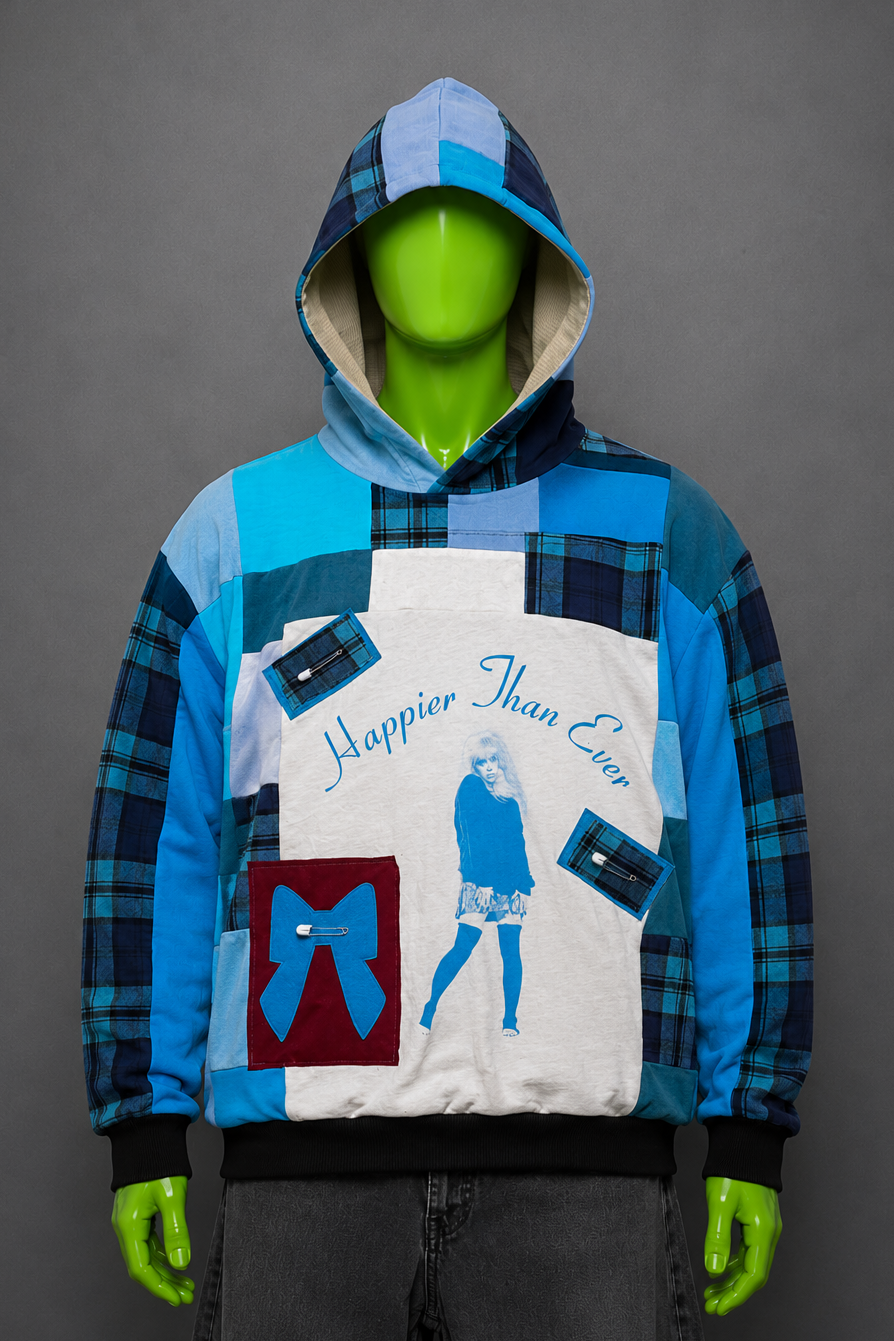Billie Eilish Patchwork Hoodie – 90s Grunge Streetwear | Vintage Inspired | 1of1
