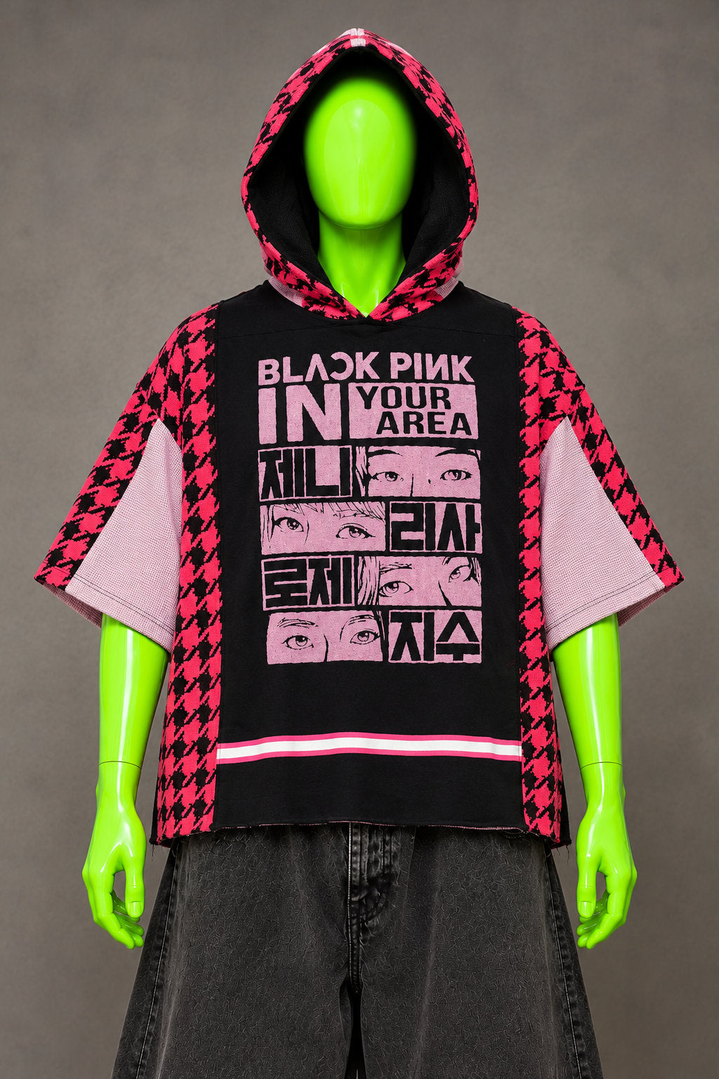 BLACKPINK Kpop Houndstooth Handmade Custom Reworked Hoodie | XL | 1 of 1 Streetwear | Cut & Sew
