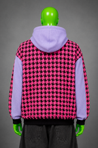 Black Pink Patchwork Hoodie – K-Pop Aesthetic | Streetwear Fit | Unisex