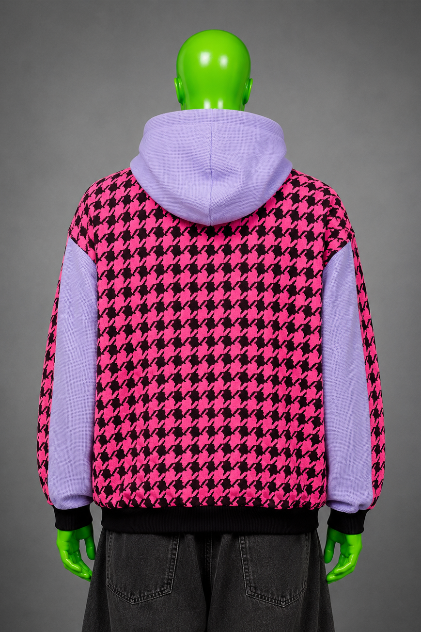 Black Pink Patchwork Hoodie – K-Pop Aesthetic | Streetwear Fit | Unisex