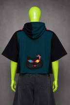 Coraline Halloween Reworked Patchwork Hoodie – Horrorcore Streetwear | Unisex