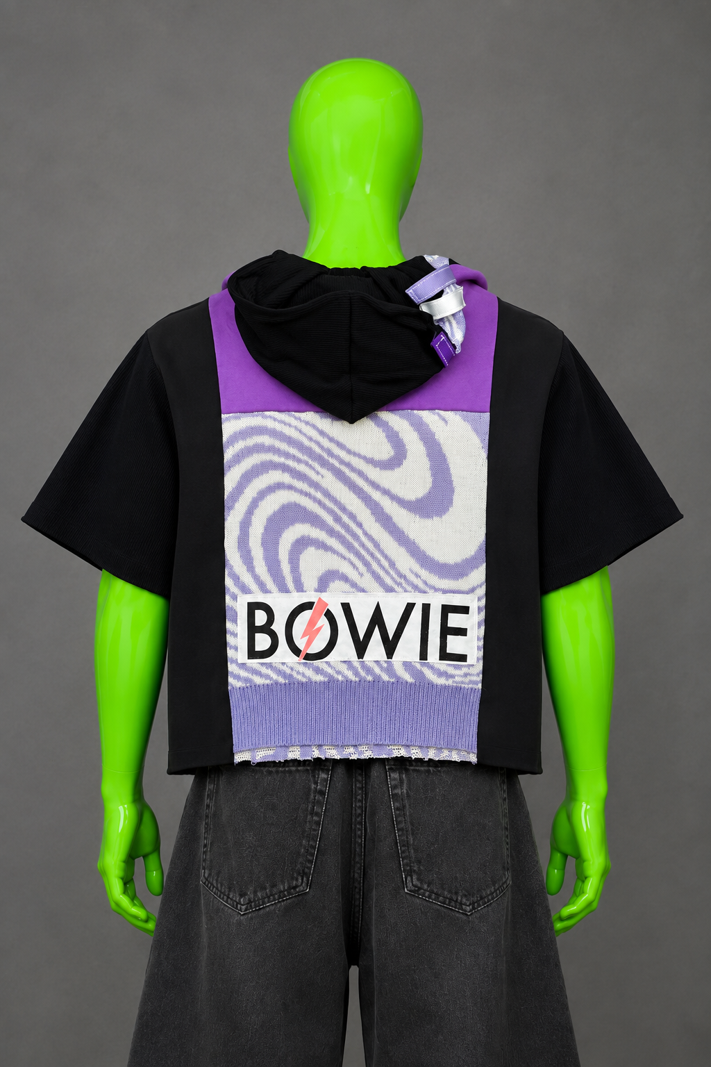 David Bowie Glam Rock Handmade Custom Reworked Hoodie | XL | 1 of 1 Streetwear | Cut & Sew