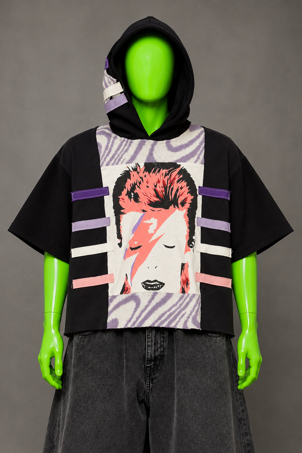 David Bowie Glam Rock Handmade Custom Reworked Hoodie | XL | 1 of 1 Streetwear | Cut & Sew