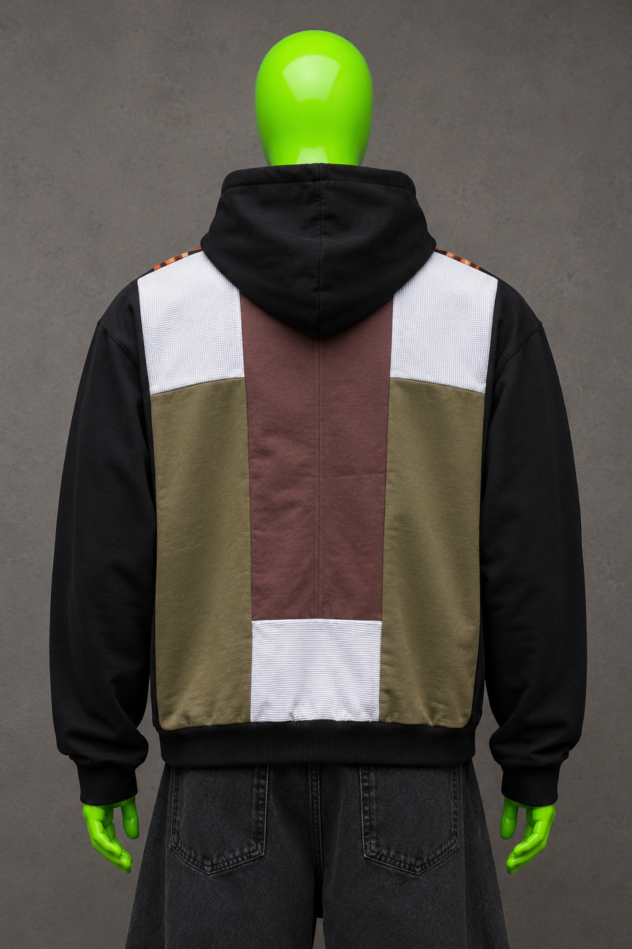 Doechi Distressed Patchwork Hoodie – Hip Hop R&B Streetwear | Y2K Alt | Unisex