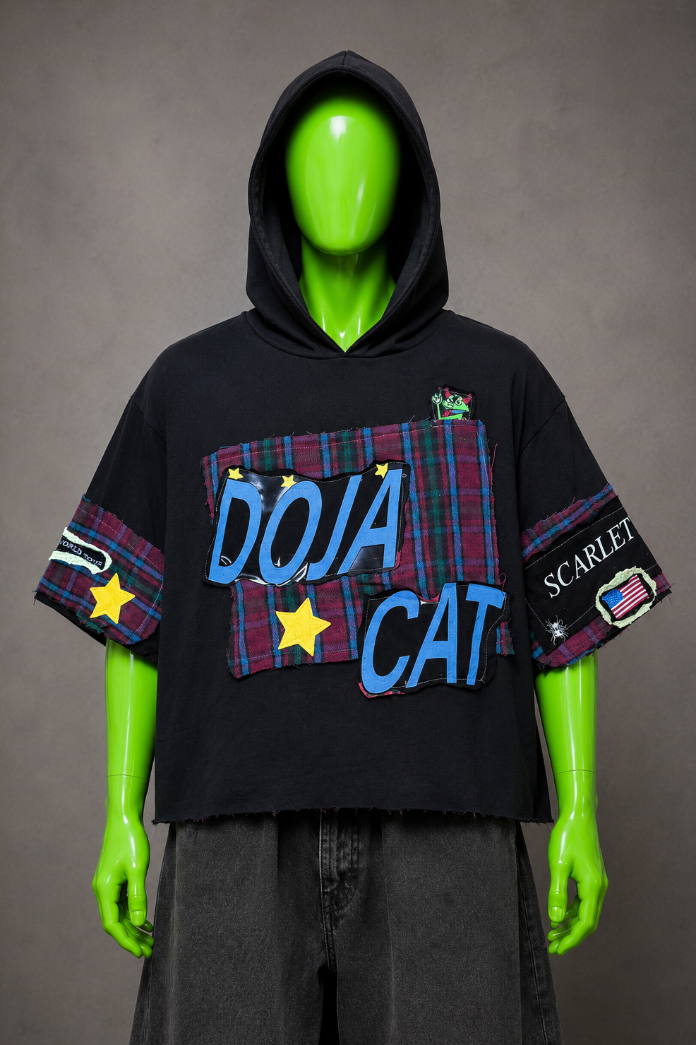 Doja Cat Oversized Reworked Patchwork Hoodie – Indie Grunge | Streetwear | 1of1
