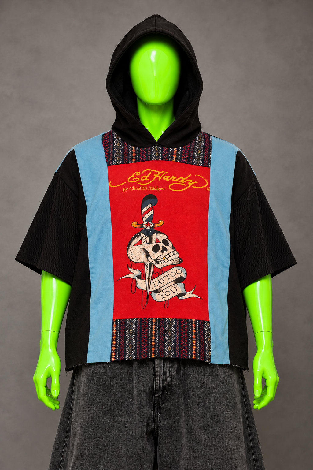 Ed Hardy Y2K Fashion Handmade Custom Reworked Hoodie | XL | 1 of 1 Streetwear | Cut & Sew