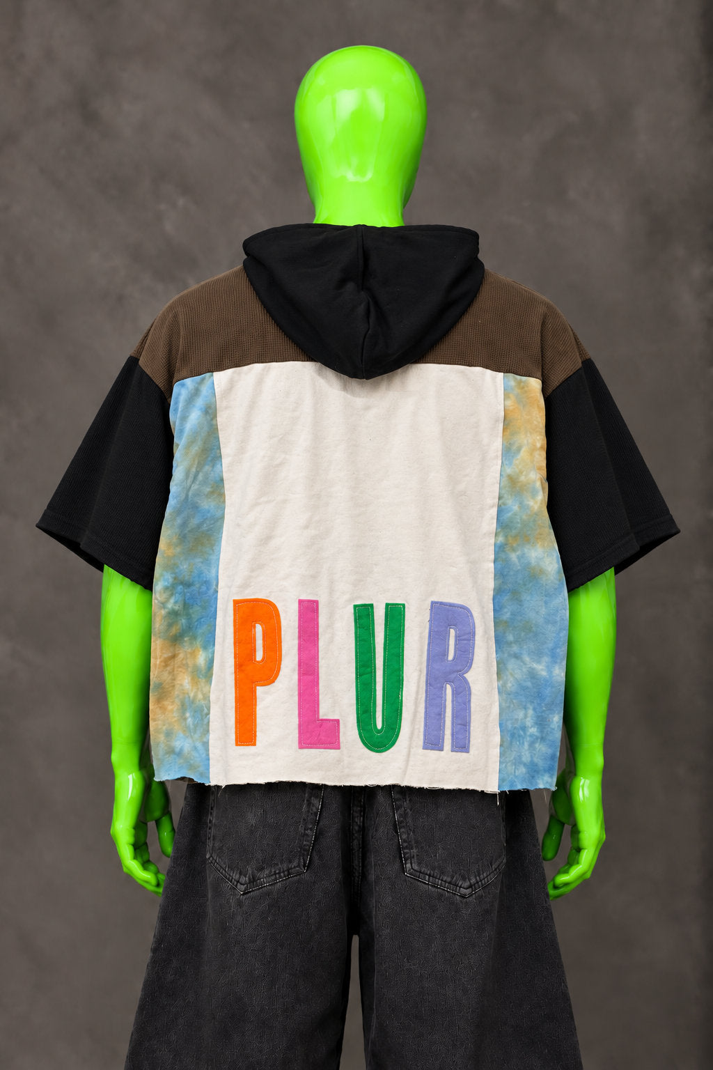 PLUR Mushroom Rave Festival Handmade Custom Reworked Hoodie | XL | 1 of 1 Streetwear | Cut & Sew