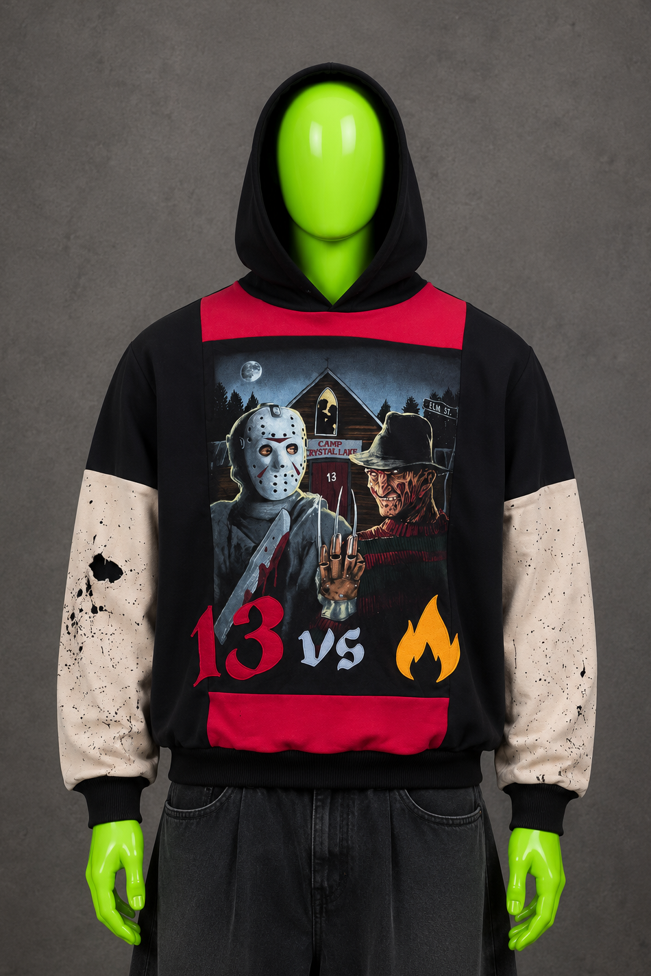 Freddy VS Jason Distressed Hoodie – 90s Horrorcore Streetwear | Grunge Halloween