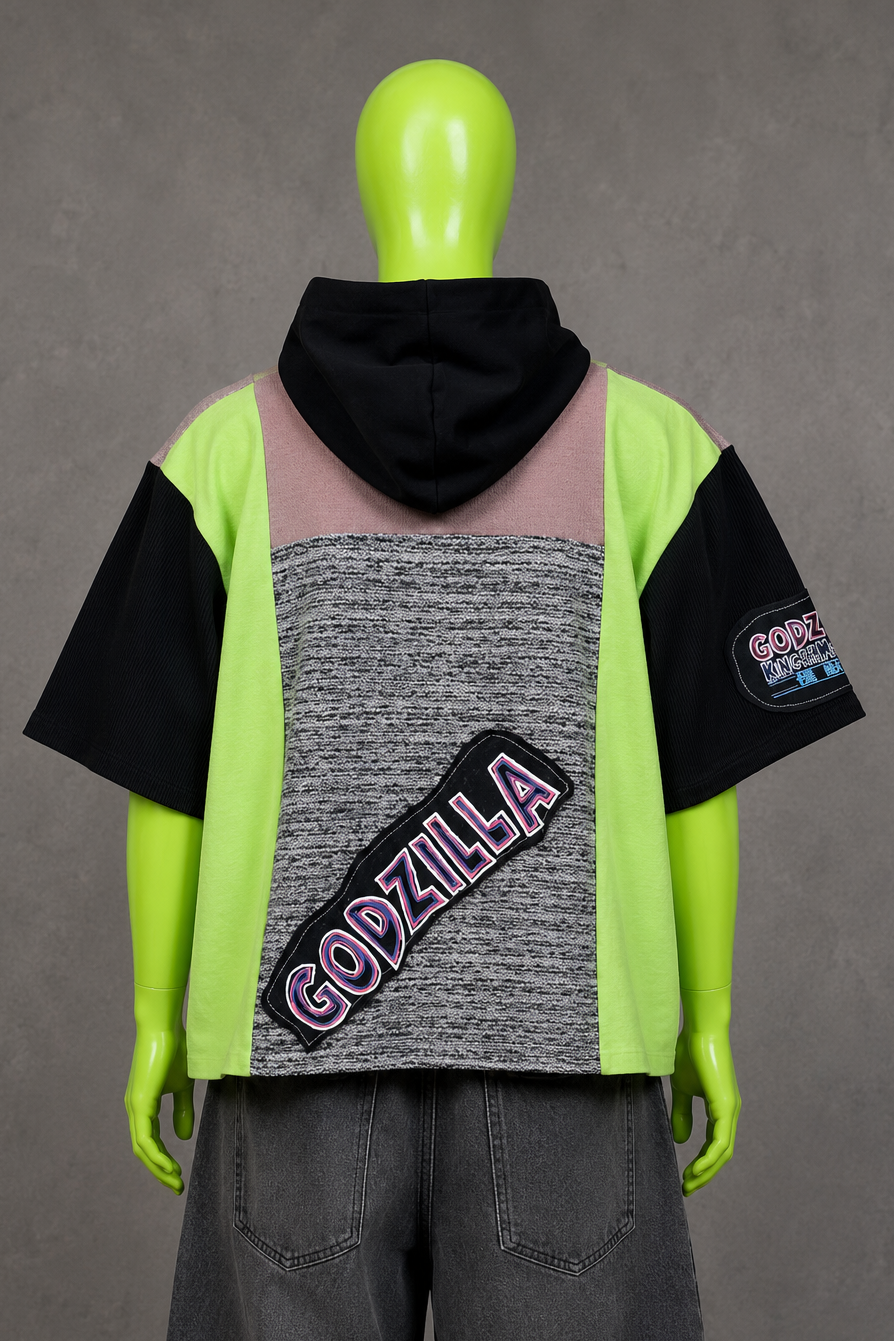 Godzilla Graphic Reworked Patchwork Hoodie –  Pop Culture Streetwear | Unisex