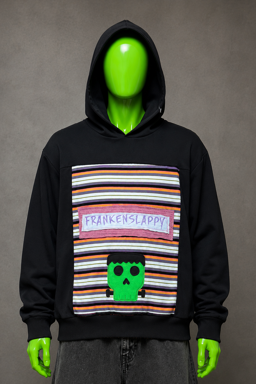 Goosebumps Patchwork Hoodie – Kidcore Aesthetic | Reworked Streetwear Fit | 1of1