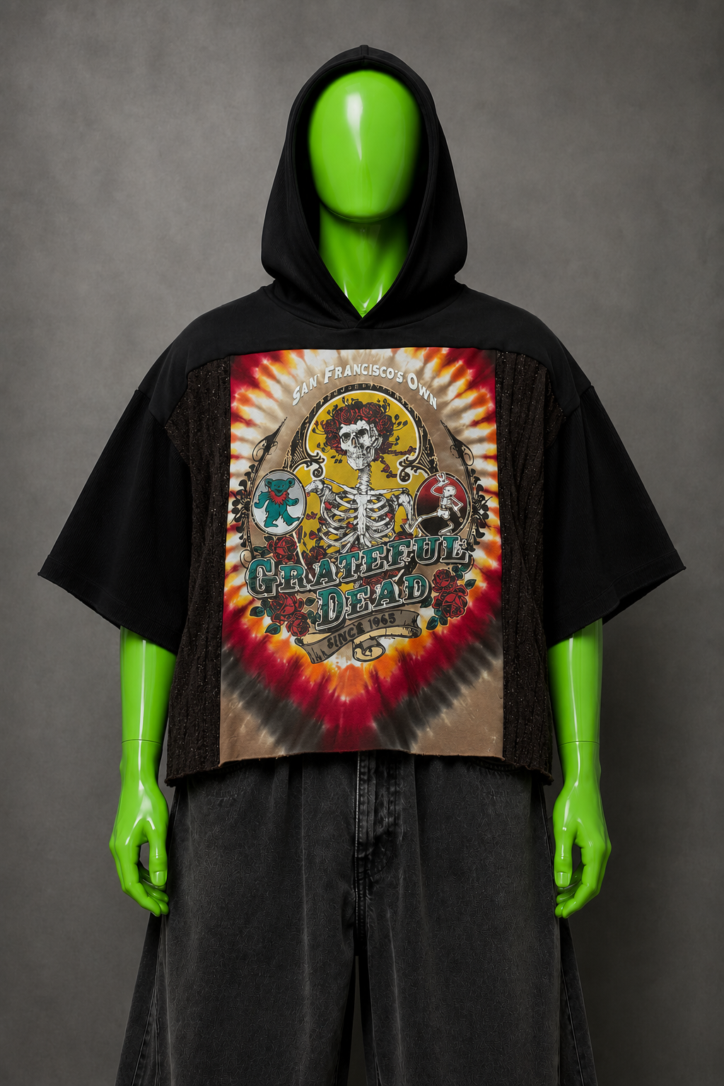 Grateful Dead Reworked Patchwork Hoodie – Hippie Streetwear | Y2K Tie-Dye | 1of1