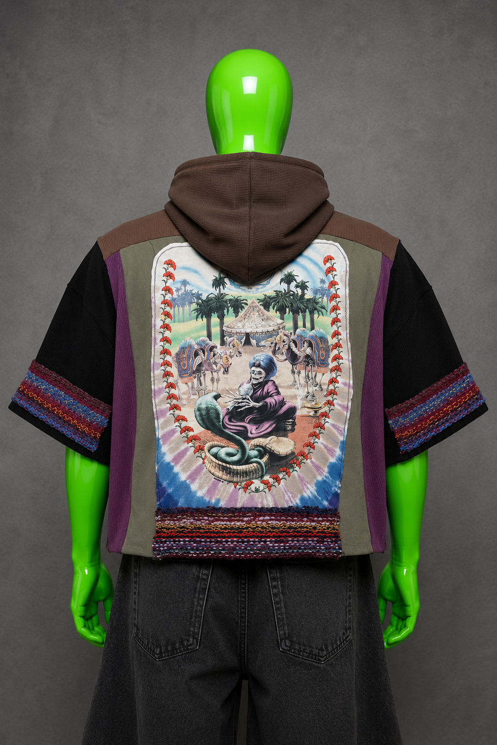 Grateful Dead Reworked Patchwork Hoodie – Hippie Streetwear | Y2K Alt | Unisex