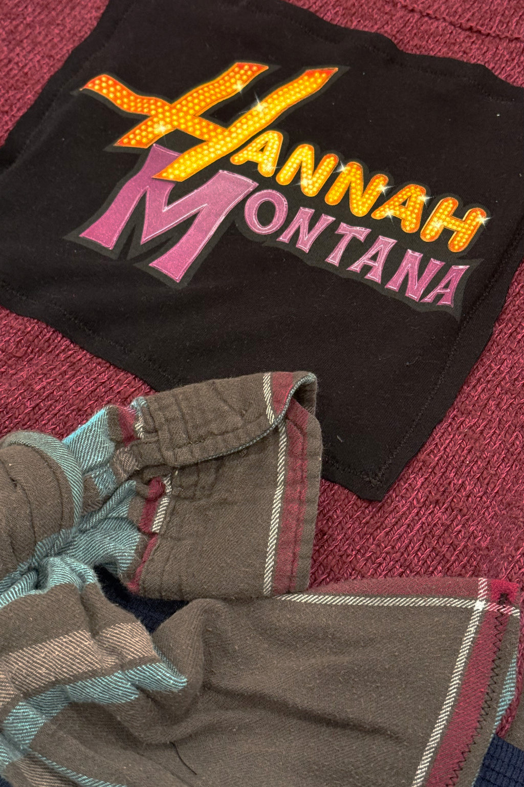 Hannah Montana Grunge 90's Nostalgia Handmade Custom Reworked Hoodie | XL | 1 of 1 Streetwear | Cut & Sew
