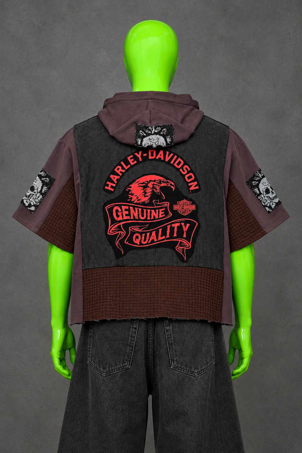 Harley Davidson Motorcycle Streetwear Handmade Custom Reworked Hoodie | XL | 1 of 1 Streetwear | Cut & Sew
