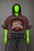Harley Davidson Motorcycle Streetwear Handmade Custom Reworked Hoodie | XL | 1 of 1 Streetwear | Cut & Sew