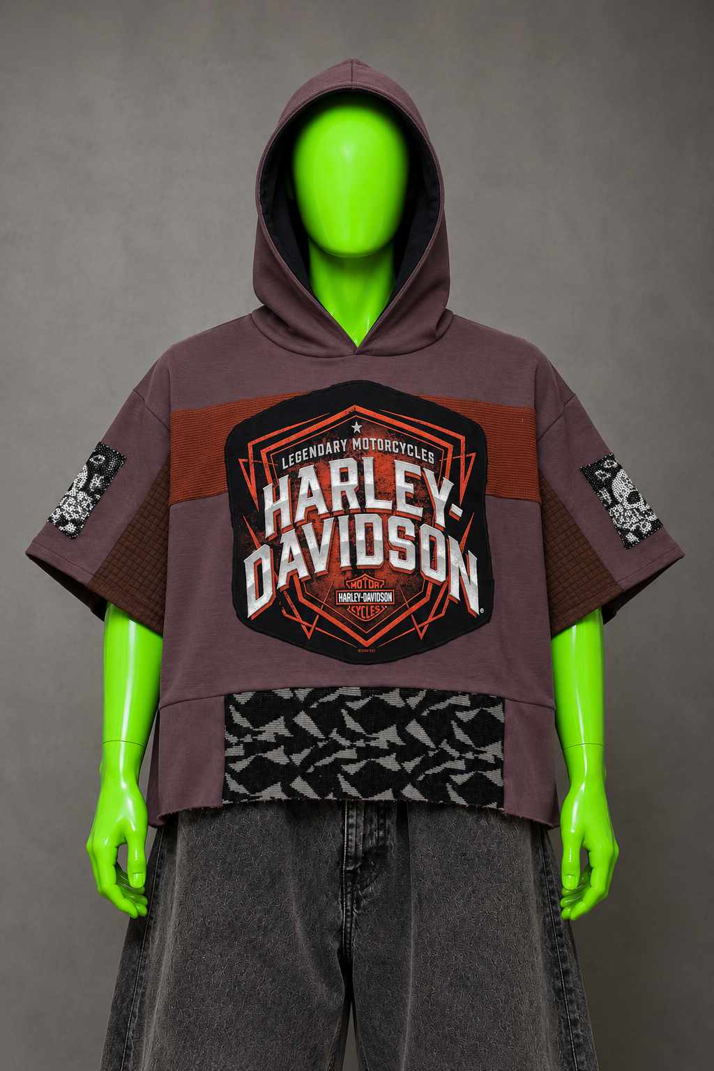 Harley Davidson Motorcycle Streetwear Handmade Custom Reworked Hoodie | XL | 1 of 1 Streetwear | Cut & Sew