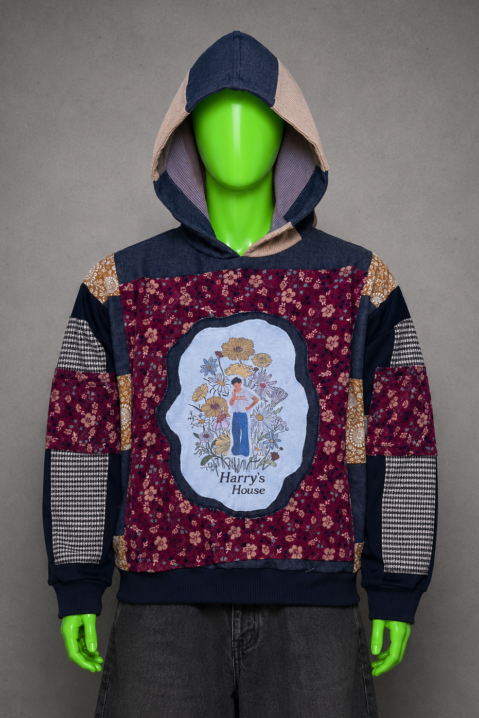 Harry Styles Bohemian Hoodie – Upcycled Streetwear | Retro Vibes | Festival Fit