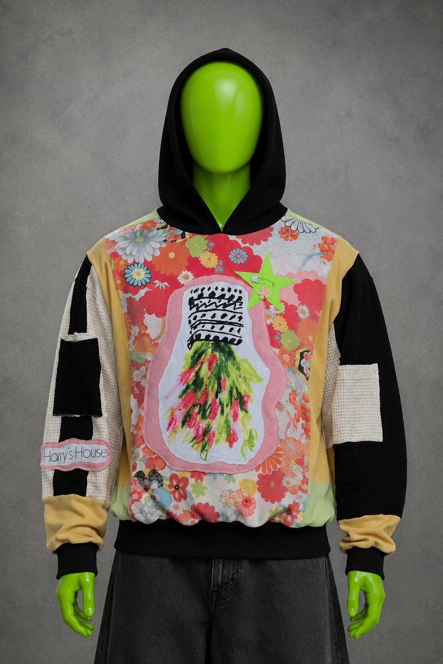 Harry Styles Reworked Hoodie – Boho Streetwear | Patchwork Knit | One of One
