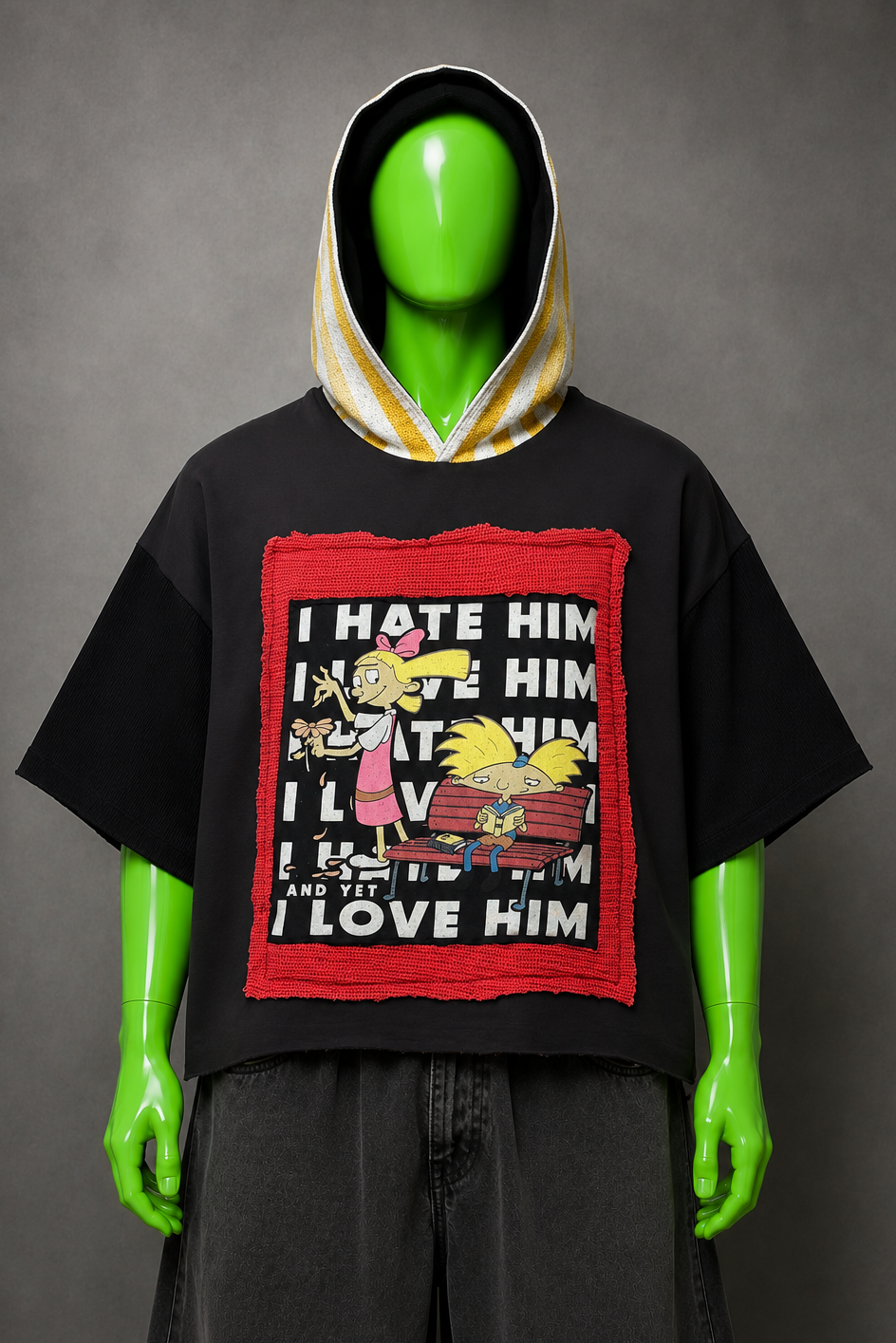 Hey Arnold Helga Upcycled Hoodie – Reworked Cartoon Streetwear | One of One