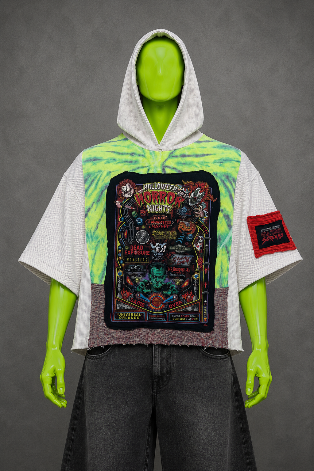 Halloween Horror Nights Pinball Patchwork Hoodie – Spooky Aesthetic | Streetwear