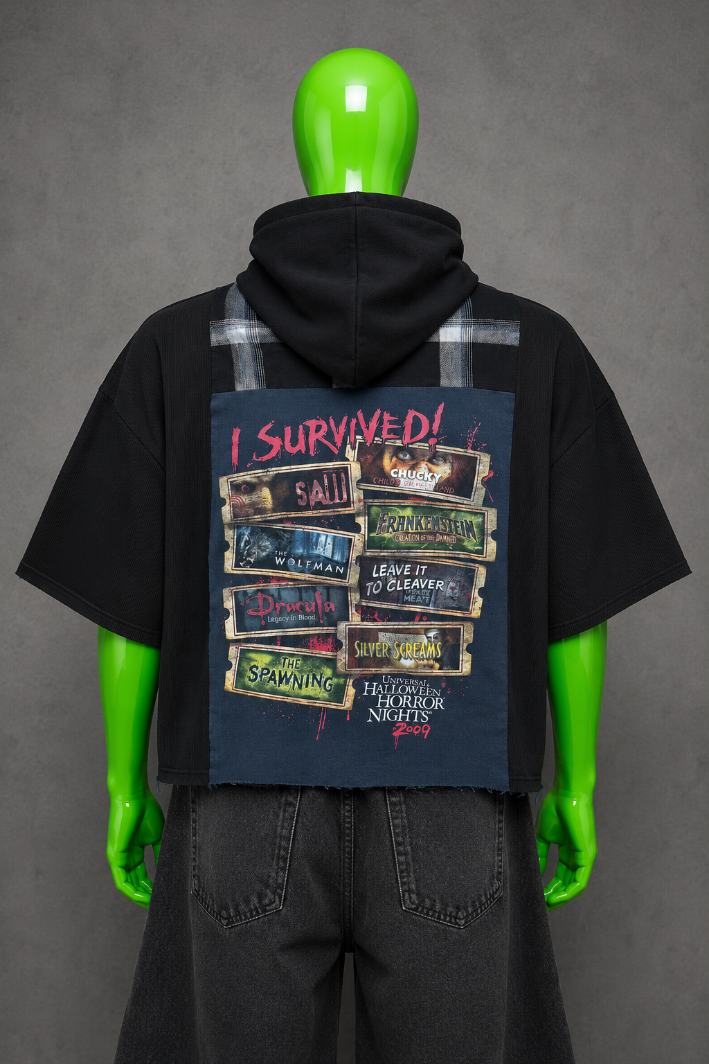Halloween Horror Nights Showtime Patchwork Hoodie – Spooky Aesthetic Streetwear
