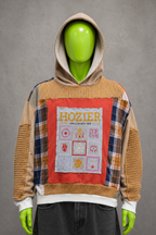 Hozier Distressed Patchwork Hoodie – Indie Folk Streetwear | Y2K Alt | Unisex