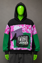 Jonas Brothers Distressed Patchwork Hoodie – Grunge Streetwear | Y2K Alt Unisex