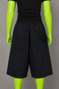 Black Upcycled Jorts with Gothic Crosses | Indie Y2K Style | 90s Streetwear XS-M
