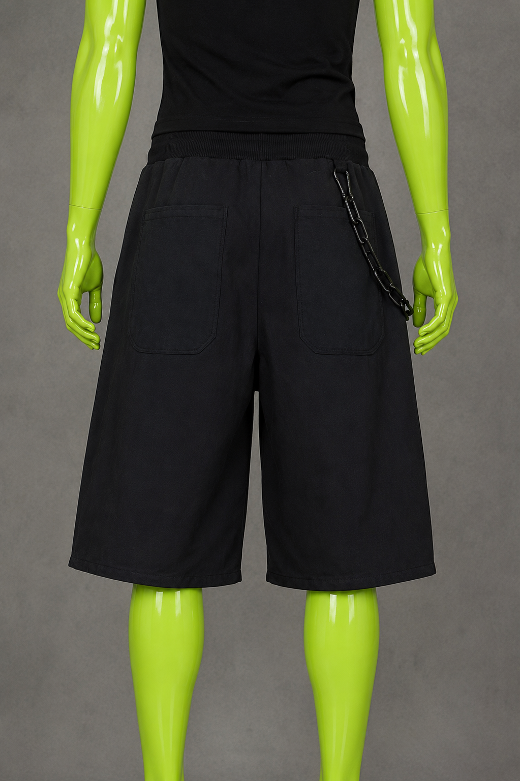 Black Upcycled Jorts Gothic Crosses | Indie Y2K Style | 90s Streetwear L-XXL