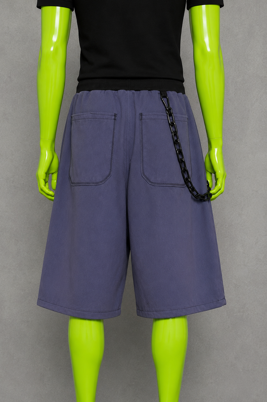 Blue Upcycled Jorts with Gothic Crosses | Indie Y2K Style | 90s Streetwear XS-M