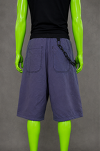 Blue Upcycled Jorts with Gothic Crosses | Indie Y2K Style | 90s Streetwear L-XXL