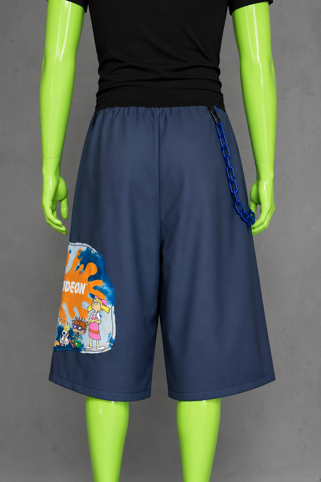 Blue Patterned Nickelodeon Upcycled Jorts | Nostalgia | Y2K Streetwear XS-M
