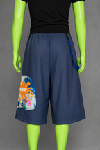 Blue Patterned Nickelodeon Upcycled Jorts | Nostalgia | Y2K Streetwear XS-M