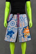 Blue Patterned Nickelodeon Upcycled Jorts | Nostalgia | Y2K Streetwear XS-M