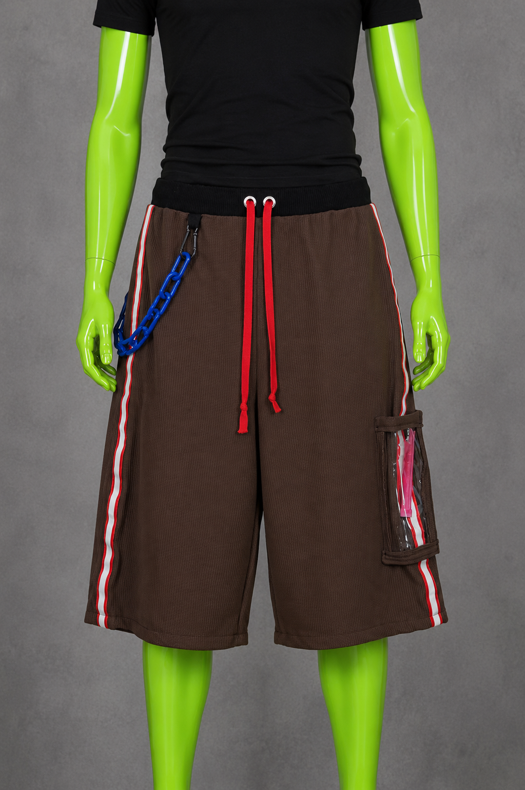 Red Reflective Glow Stick Upcycled Jorts | Y2K Style | Rave Aesthetic L-XXL