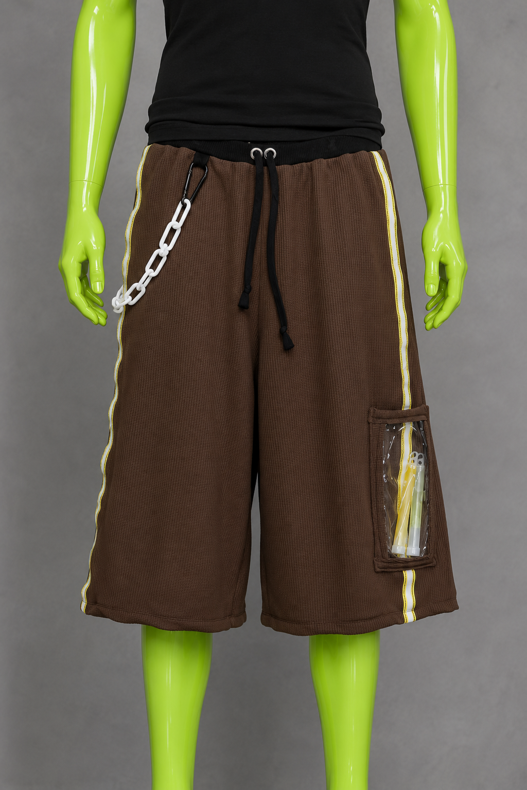 Yellow Reflective Glow Stick Upcycled Jorts | Y2K Style | Rave Aesthetic L-XXL