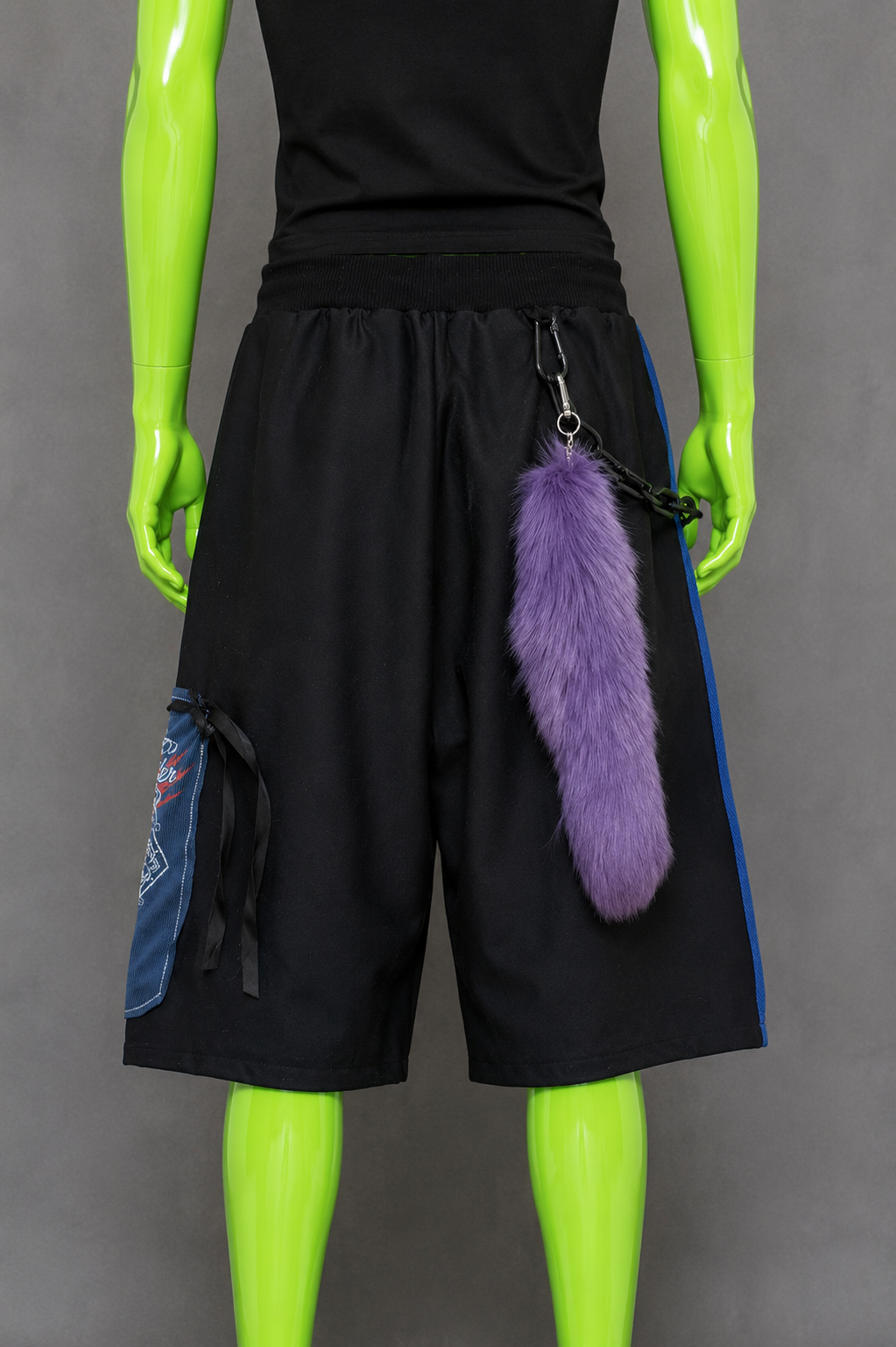Upcycled Patchwork Jorts with Tail – 90s Streetwear | Grunge Aesthetic | XS-M