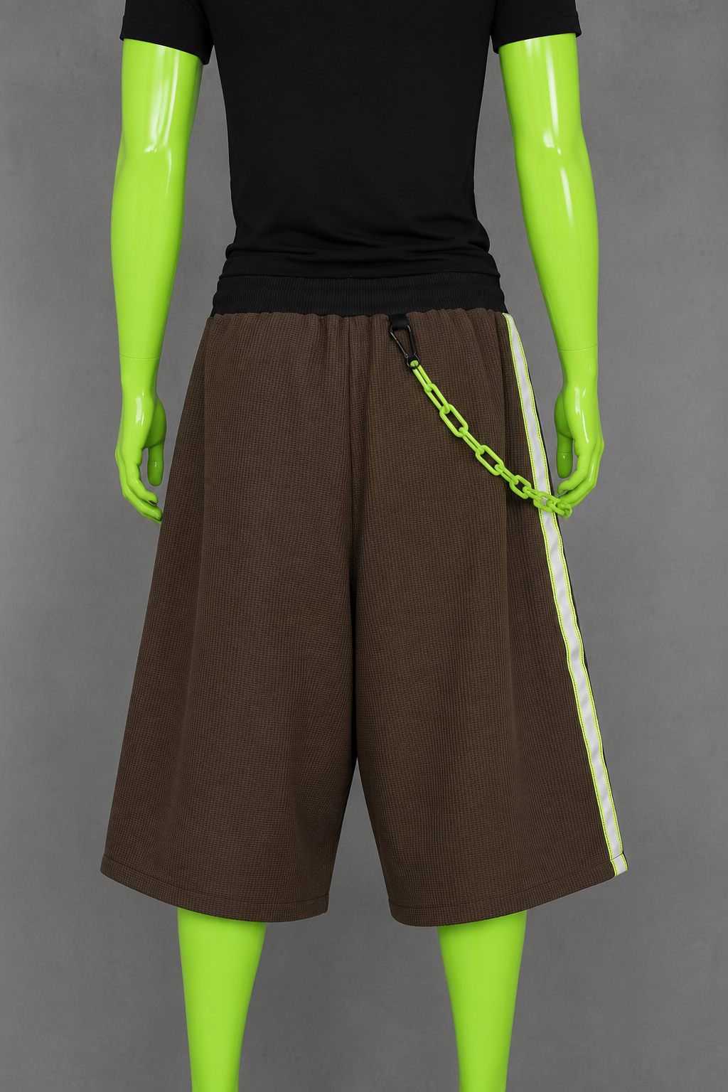 Green Reflective Glow Stick Upcycled Jorts | Y2K Style | Rave Aesthetic XS-M