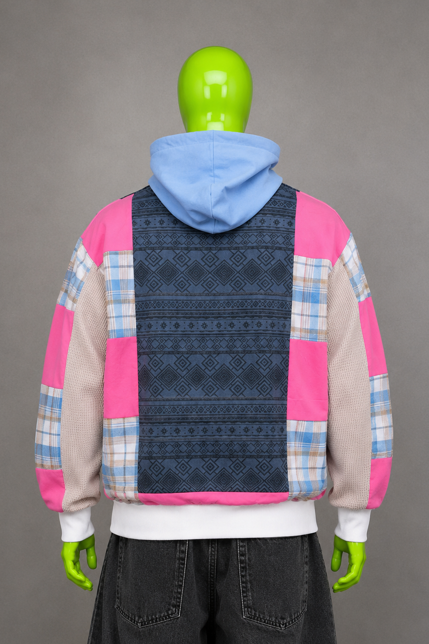 Justin Bieber Plaid Patchwork Hoodie – 2000s Streetwear | Retro Y2K | Unisex