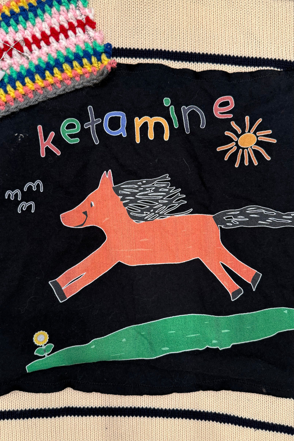 Ketamine Horse Humor Handmade Custom Reworked Hoodie | XL | 1 of 1 Streetwear | Cut & Sew