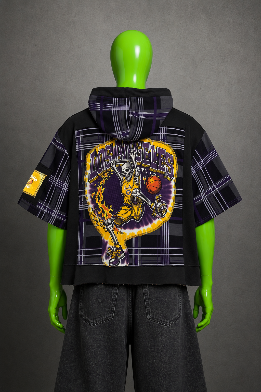 LA Lakers Liquid Blue Upcycled Hoodie – Grunge Streetwear | Y2K Style | 1of1