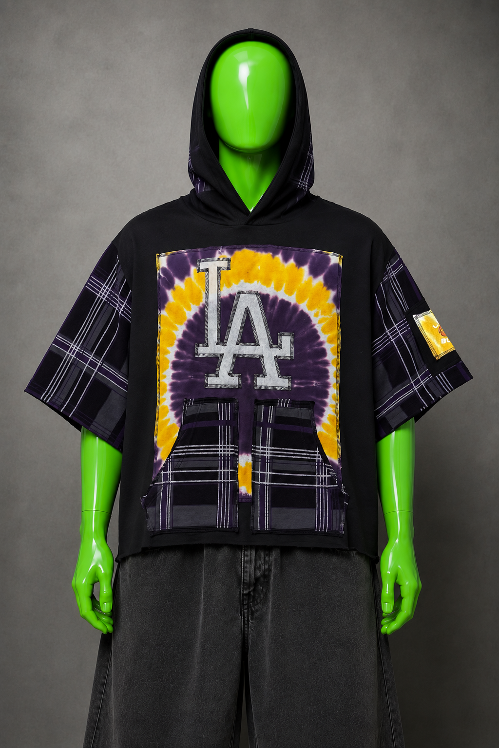LA Lakers Liquid Blue Upcycled Hoodie – Grunge Streetwear | Y2K Style | 1of1