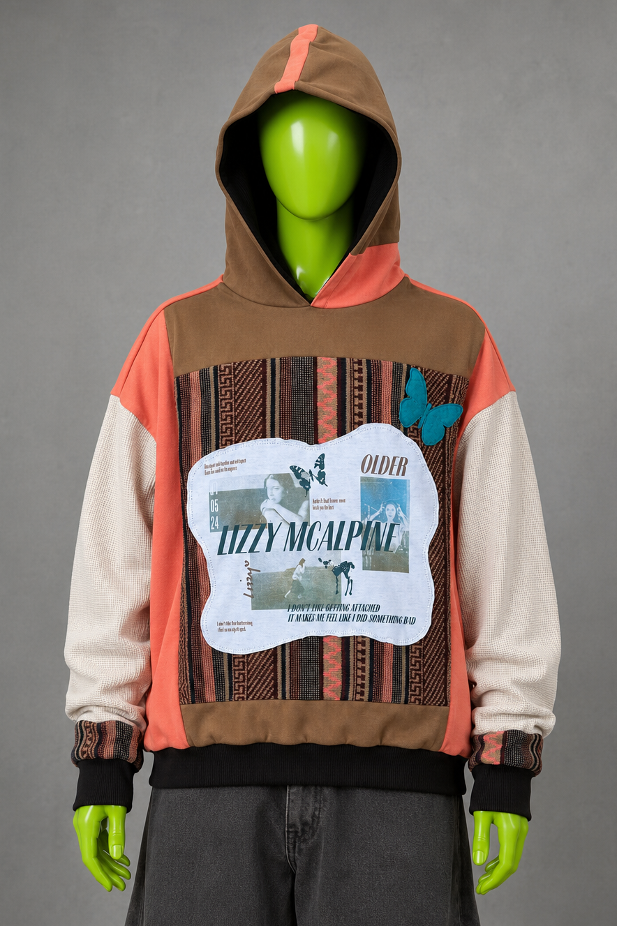 Lizzy McAlpine Reworked Patchwork Hoodie – 2000s Streetwear | Indie Style