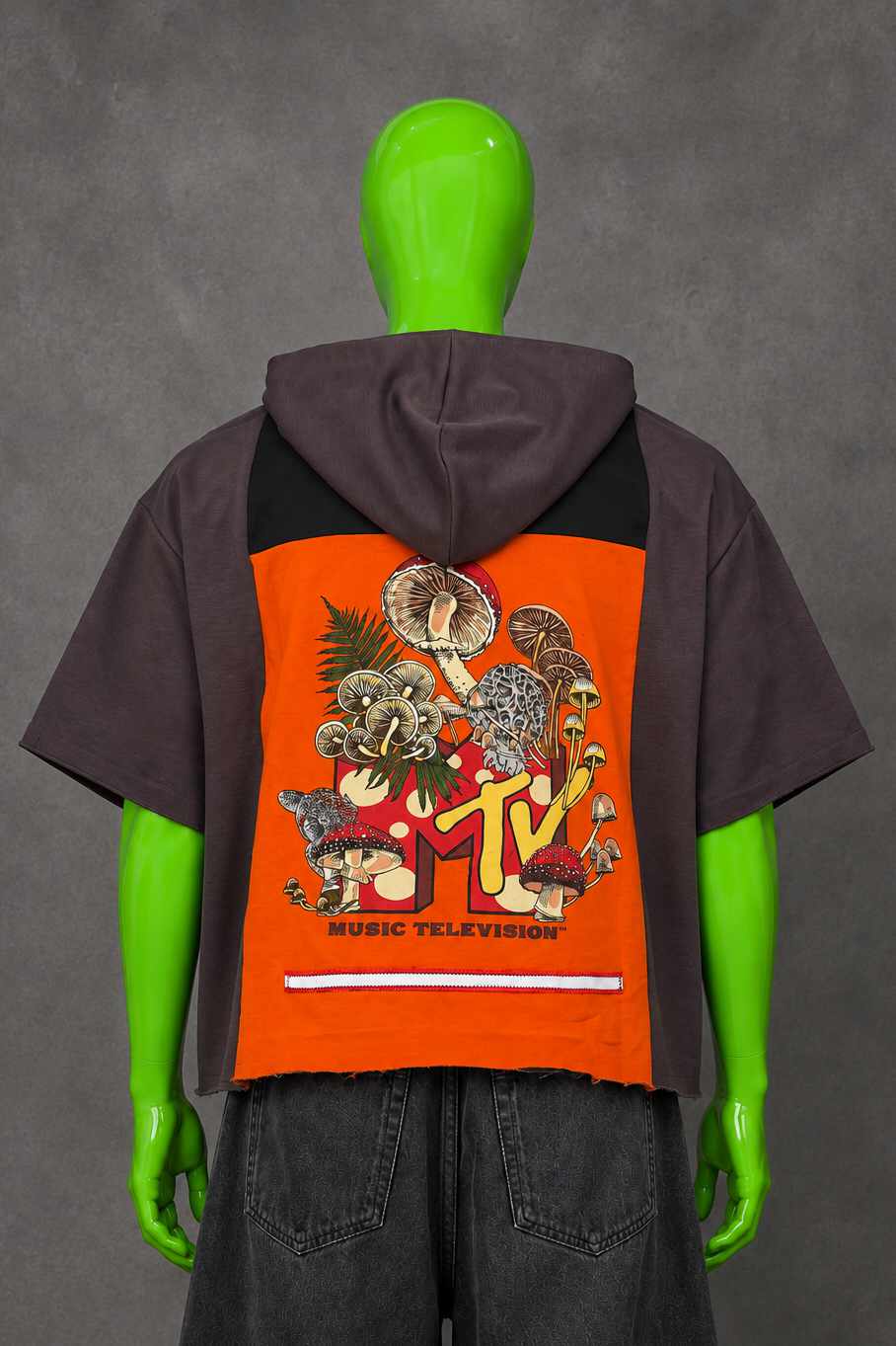 MTV Mushroom Music Nostalgia Handmade Custom Reworked Hoodie | XL | 1 of 1 Streetwear | Cut & Sew