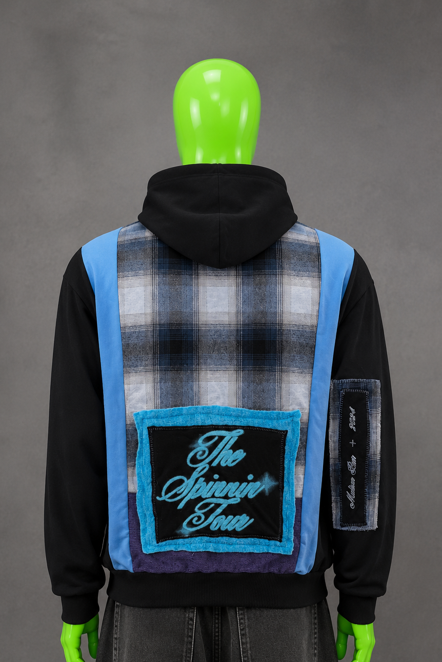 Madison Beer Reworked Patchwork Hoodie – Y2K Upcycled Streetwear 2000s Aesthetic
