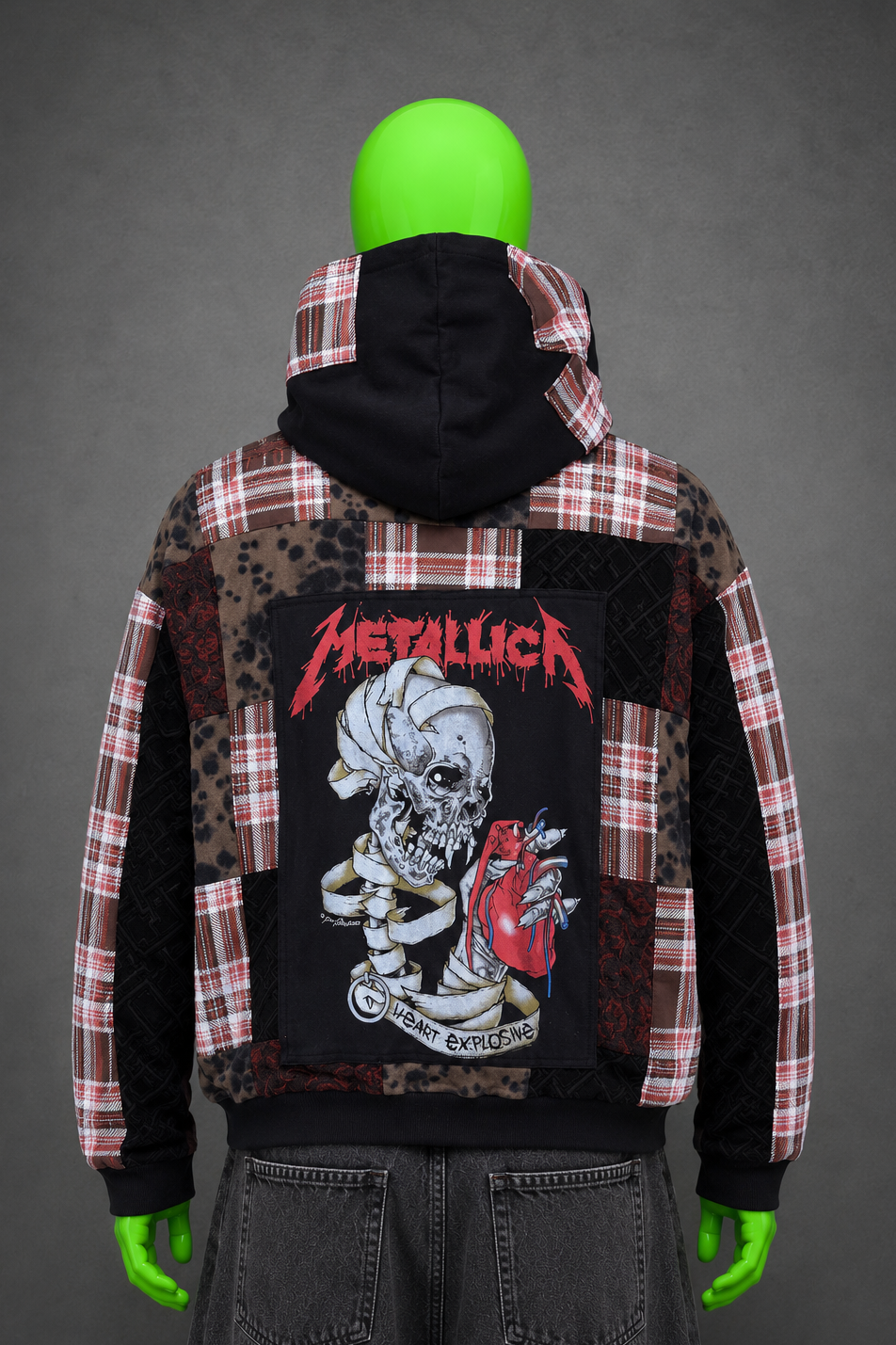 Metallica Oversized Patchwork Hoodie – Metal Grunge | Streetwear | Unisex